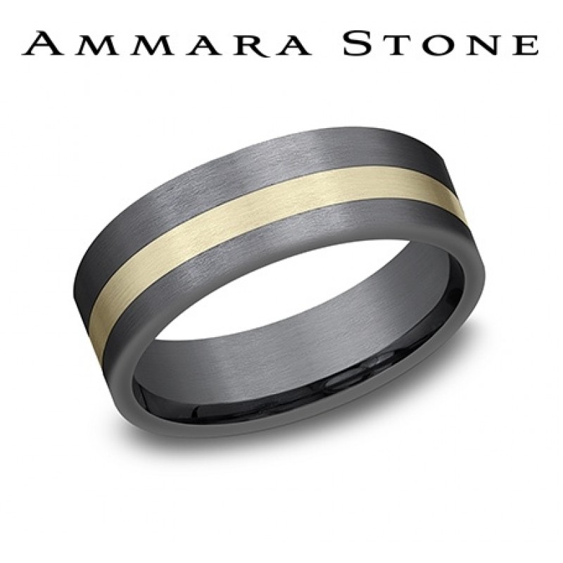 Men's 7mm 14k Yellow Gold and Tantalum Benchmark Band