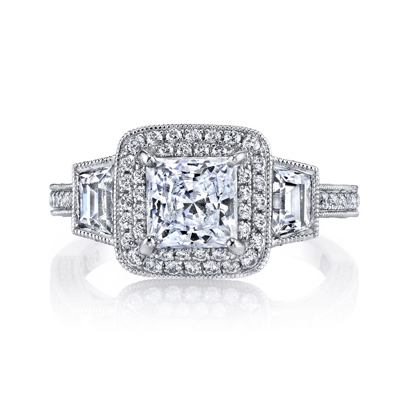 Diamond Engagement Ring 0.76 ct rd 0.51 ct trp