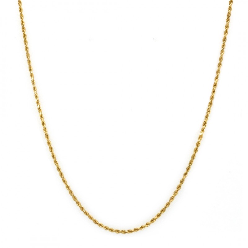 14k Yellow Gold Diamond Cut Rope 1.5mm, 20" Chain Necklace