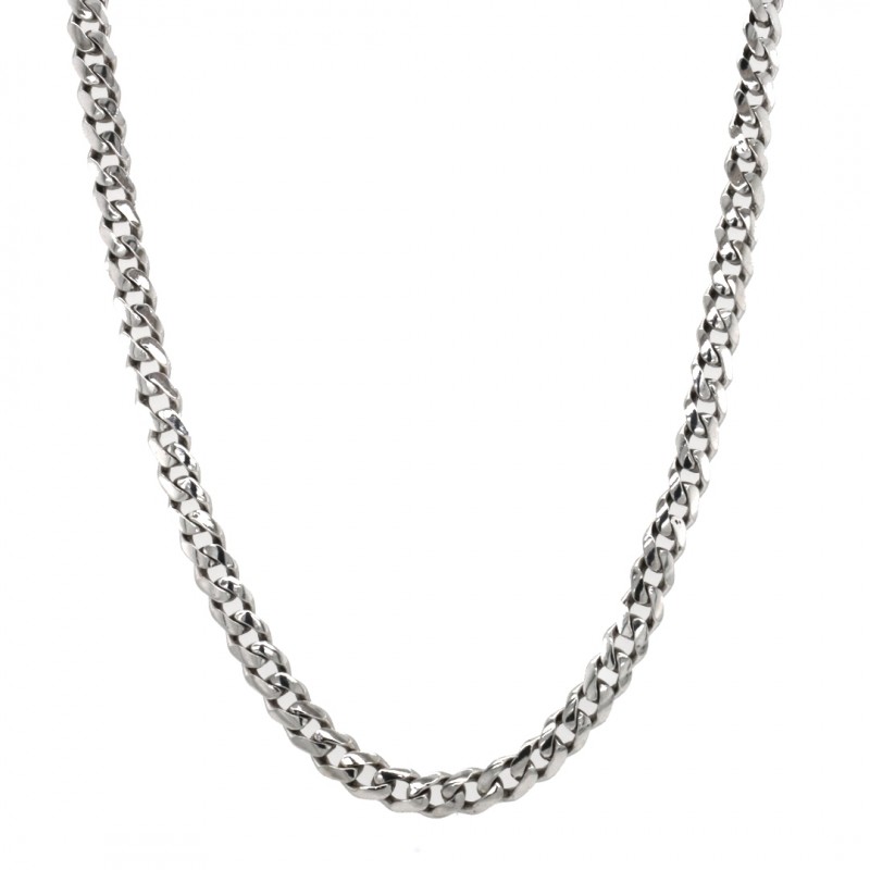14k White Gold Miami Cuban Link 5mm, 26" Chain Necklace