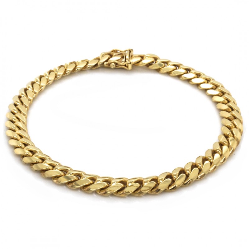 14k Yellow Gold Miami Cuban Link 7mm, 8.5" Chain Bracelet