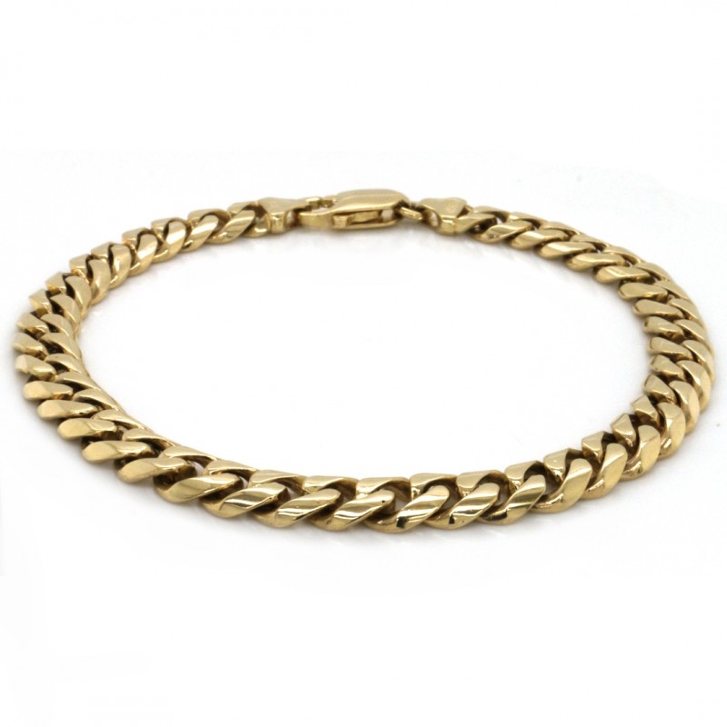 14k Yellow Gold Miami Cuban Link 7mm, 8.5" Chain Bracelet