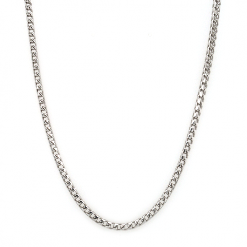 18k White Gold Franco 3mm, 20" Chain Necklace