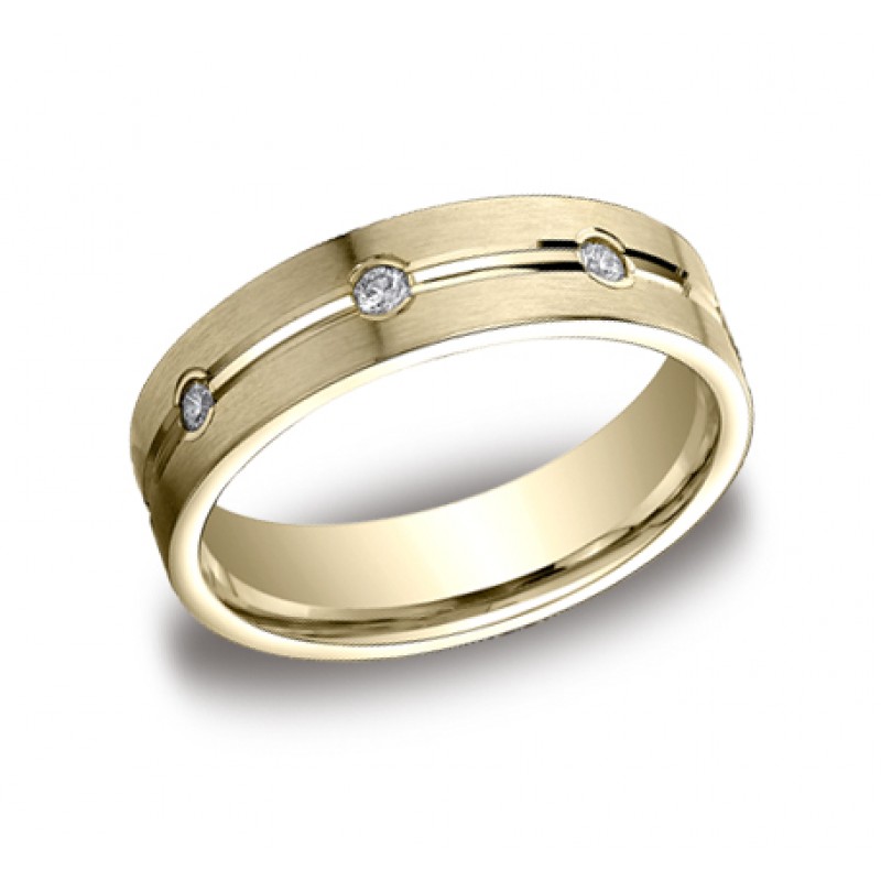 Diamonds Yellow Gold 6mm Diamond Band