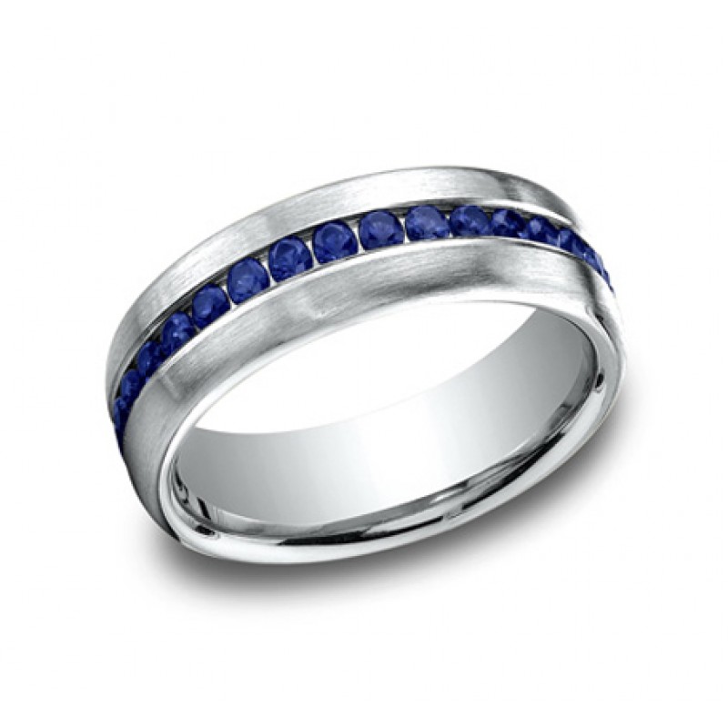 Diamonds White Gold 7.5mm Sapphire Band