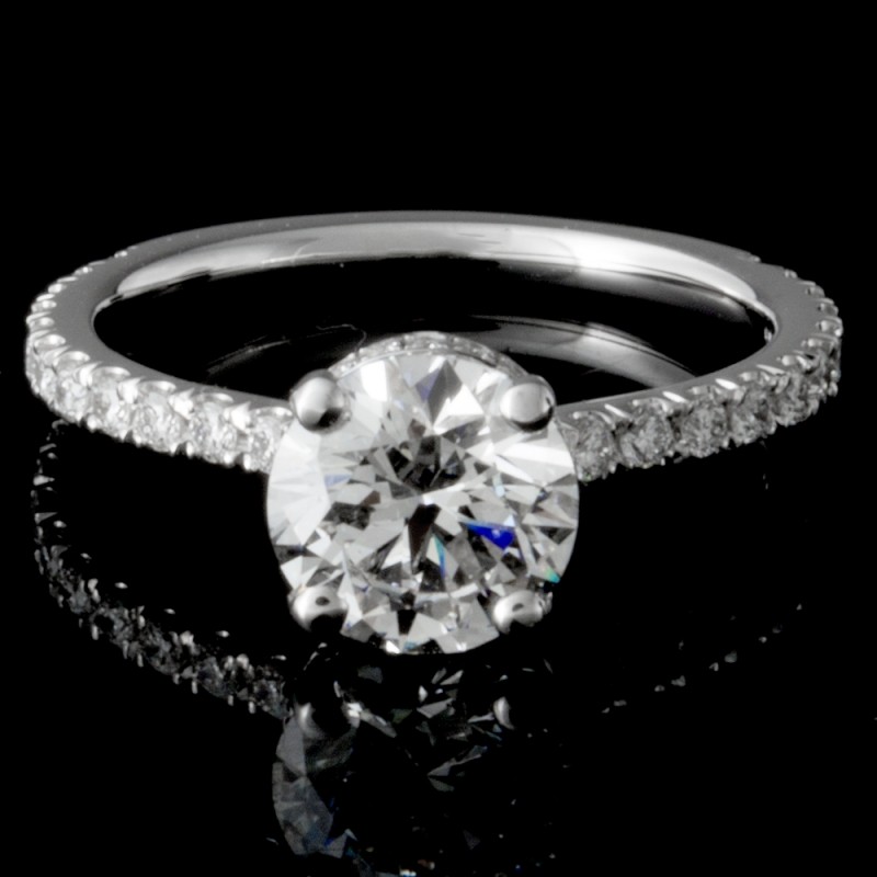 1.74 CTWT Round Cut Custom Design Pave Engagement Ring