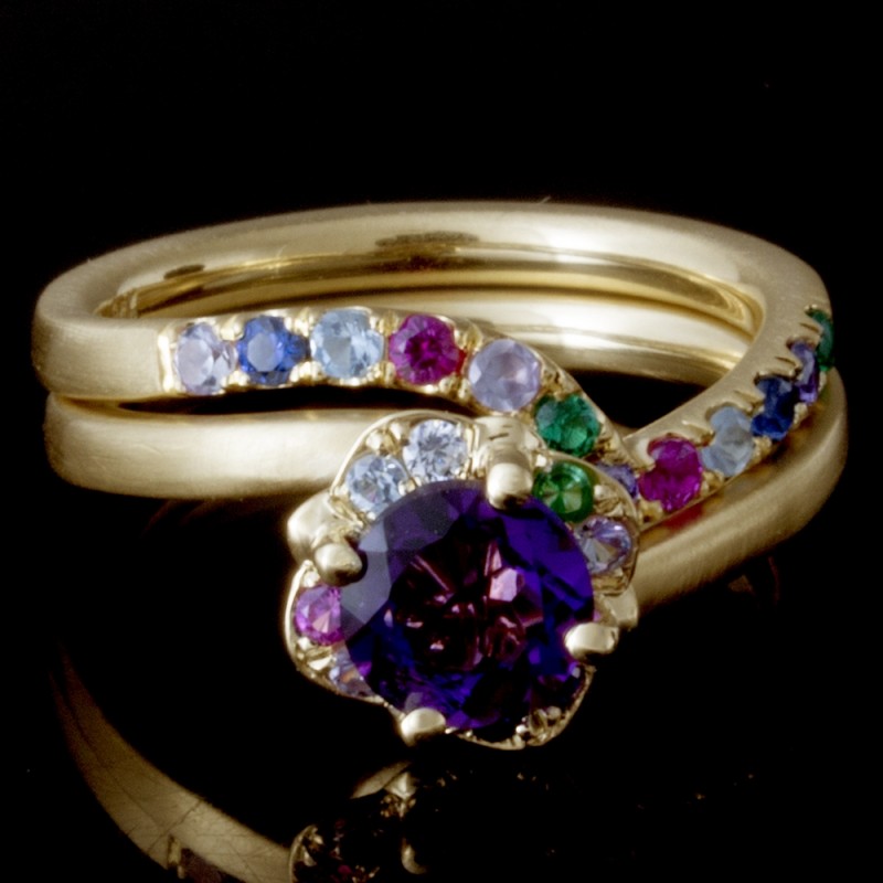 Ladies Custom Design Assorted Gemstone Ring Set