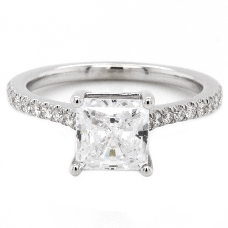 14k White Gold Diamond Engagement Ring with 0.18ct Round Brilliant Cut Side Diamonds (Center Stone Sold Separately)