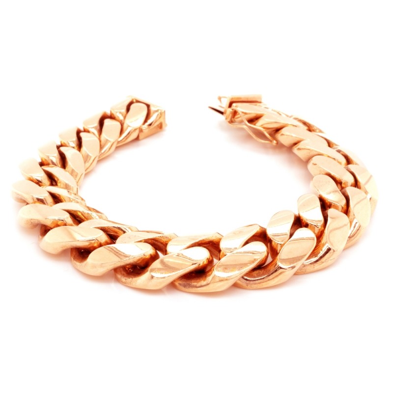 14k Rose Gold Miami Cuban Link 18mm, 9" Chain Bracelet