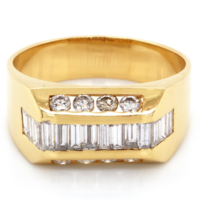 Men's 1.79 CTWT Baguette an Round Cut Diamond Wedding Ring