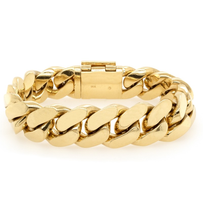 14k Yellow Gold Miami Cuban Link 18mm, 9" Chain Bracelet