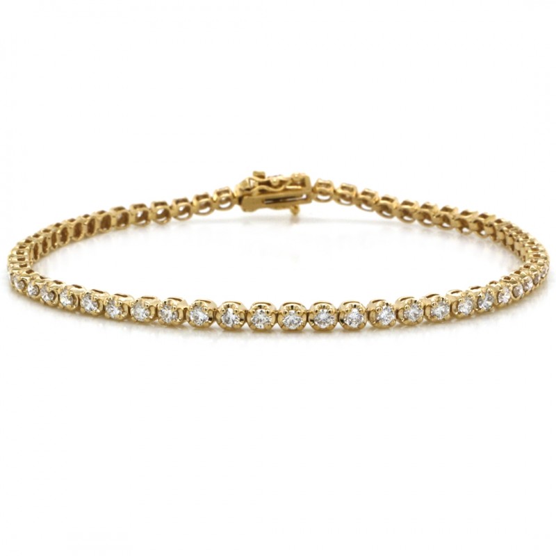 14k Yellow Gold 2 Ct. Tw. Round Brilliant Cut Diamond Tennis Bracelet