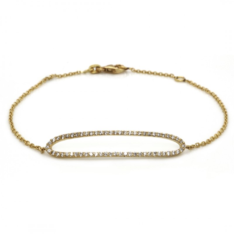 14k Yellow Gold 0.30 Ct. Tw. Round Brilliant Cut Diamond Oblong Tennis Bracelet