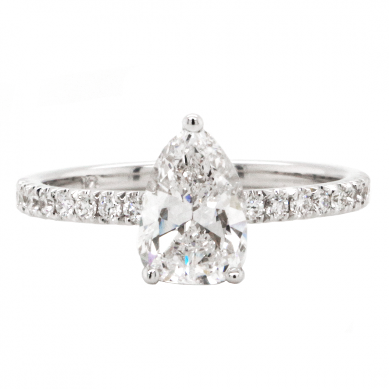 14k White Gold Pear Shaped Diamond Engagement Ring