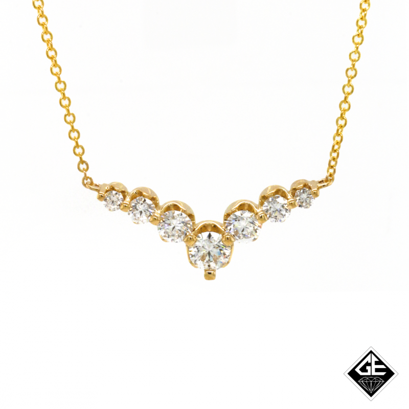 14k Yellow Gold 2.84cts Lab Grown Diamond Chevron "V" Bar Necklace
