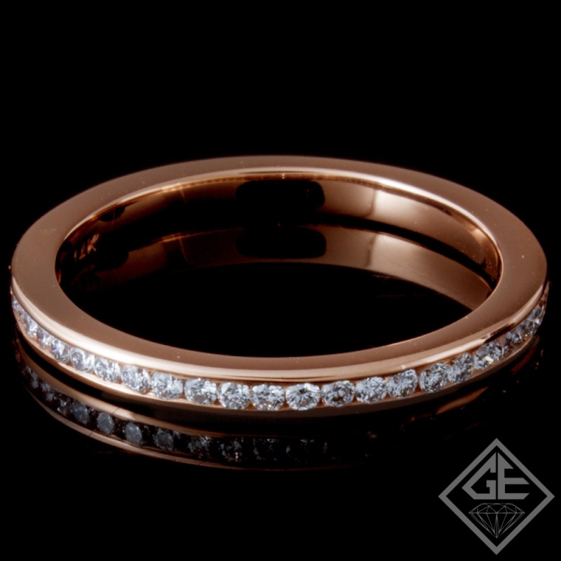 14k Rose Gold 0.21 Carat Round Brilliant Cut Diamond Wedding Band