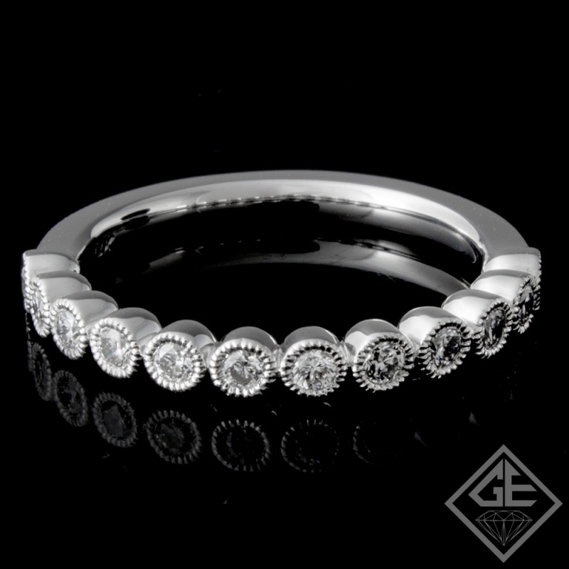 0.32CT Round Brilliant Cut Diamond Bezel Set Wedding Band in 14k White Gold