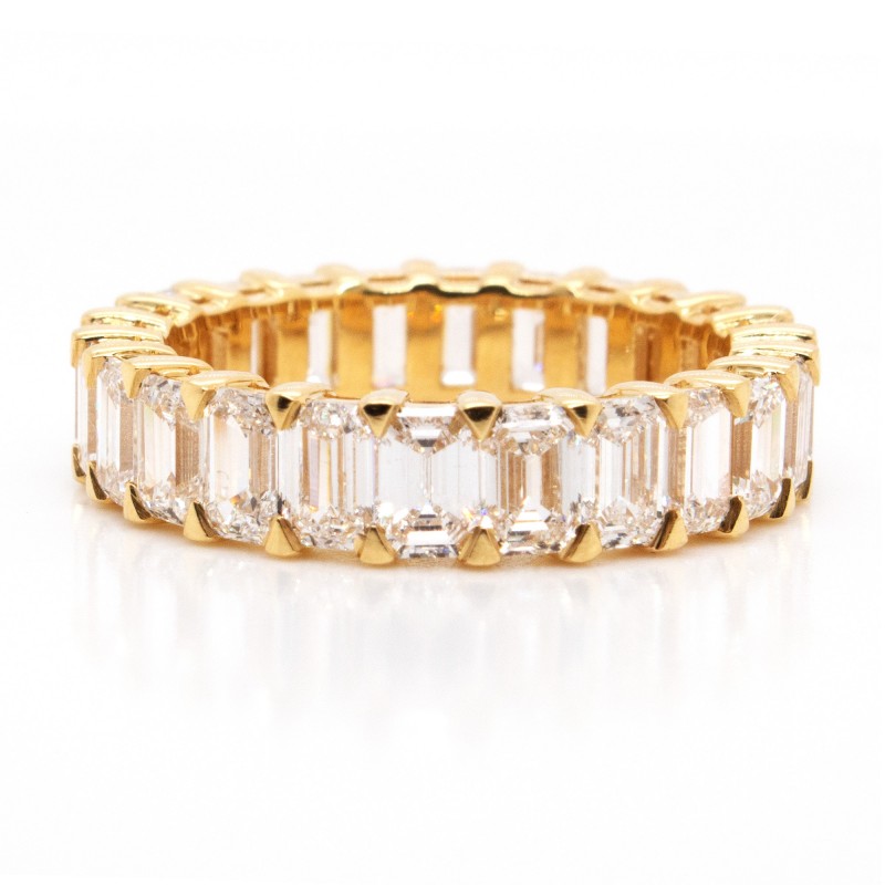 Ladies 5.04CT Emerald Cut Diamond Band in 18k Yellow Gold 