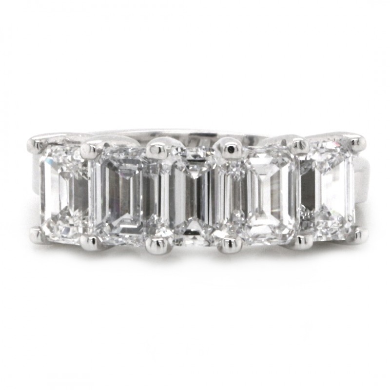 14k White Gold 3.75 Ct. Tw. Emerald Cut Lab Grown Diamond Wedding Band