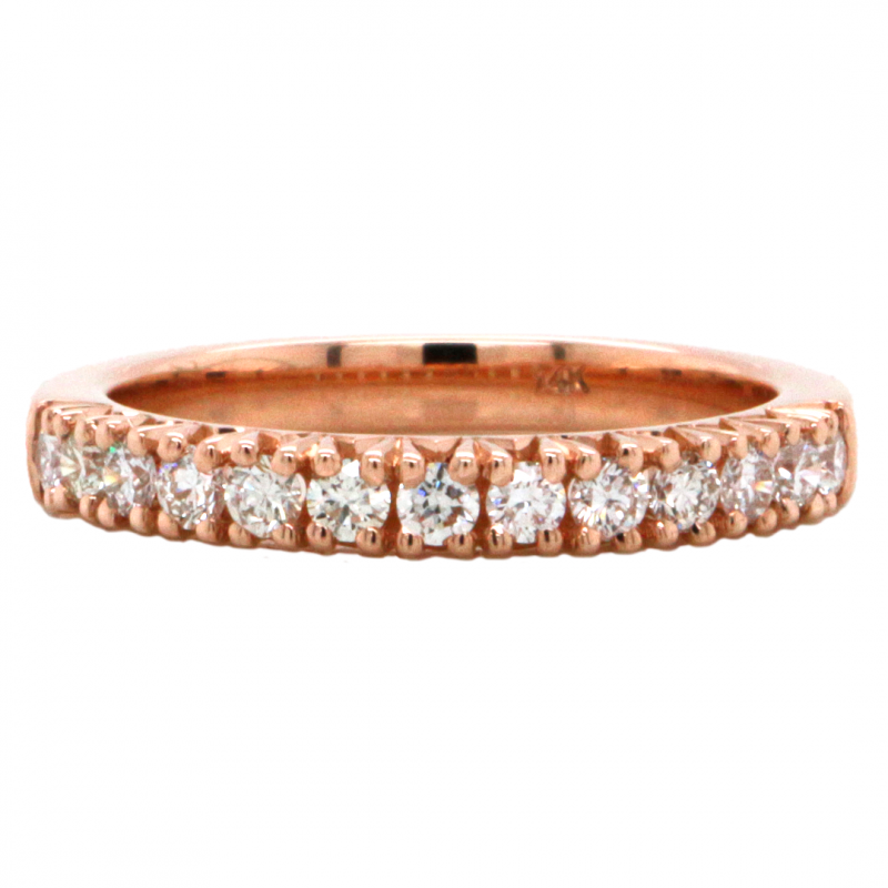 14k Rose Gold 0.39ct.tw. Diamond Wedding Band with V-Prongs