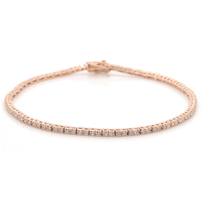 14k Rose Gold 1.25 Ct. Tw. Round Brilliant Cut Diamond Tennis Bracelet