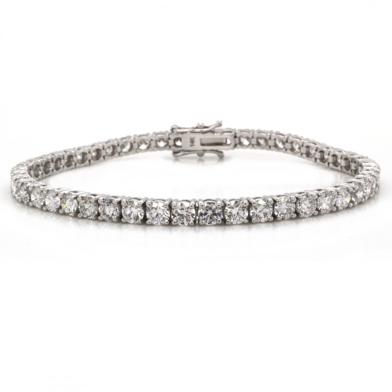 14k White Gold 8.26 Ct. Tw. Round Brilliant Cut Diamond Tennis Bracelet