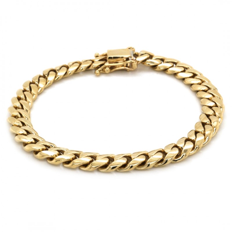 14k Yellow Gold Miami Cuban Link 8mm, 8" Chain Bracelet