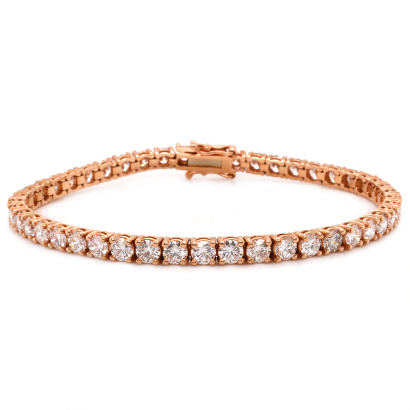 14k Rose Gold 7.26 Ct. Tw. Round Brilliant Cut Lab Grown Diamond Tennis Bracelet