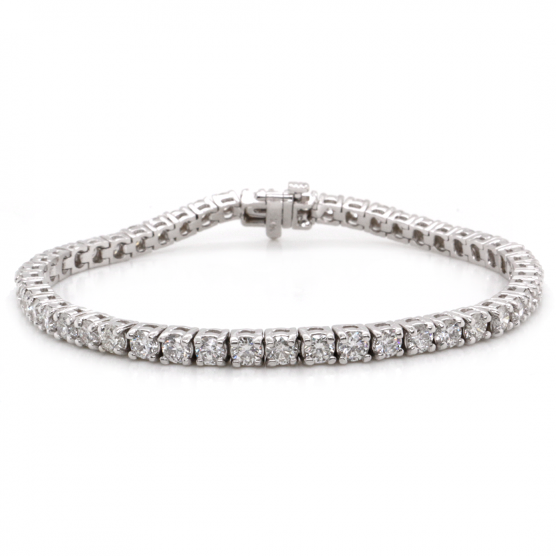 14k White Gold 6.18 Ct. Tw. Round Brilliant Cut Diamond Tennis Bracelet