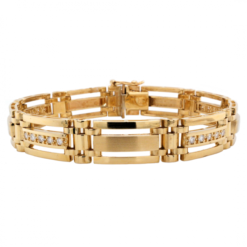  14k Yellow Gold Diamond Fancy Link Bracelet