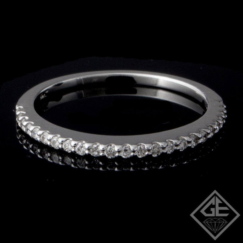 Ladies Diamond Matching Wedding Band with 0.17 carat Round Brilliant cut side diamonds.
