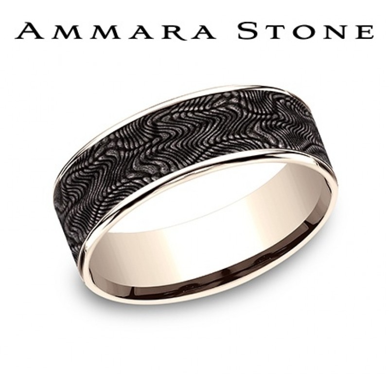 Men's 7.5mm 14k Rose Gold and Tantalum Benchmark Band
