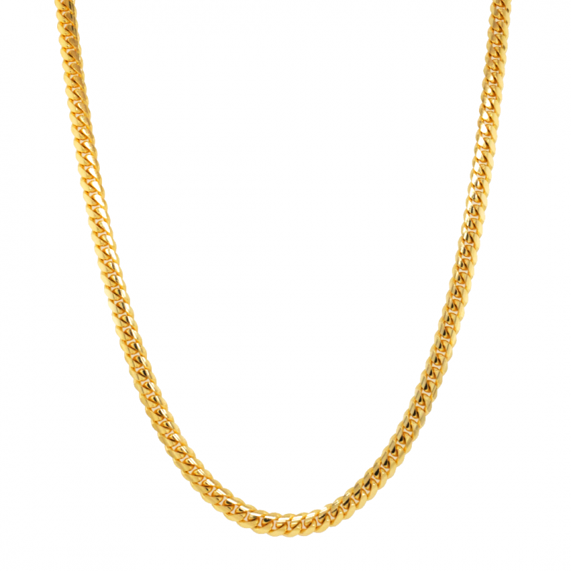14k Yellow Gold Miami Cuban Link Chain 4mm, 24" Necklace
