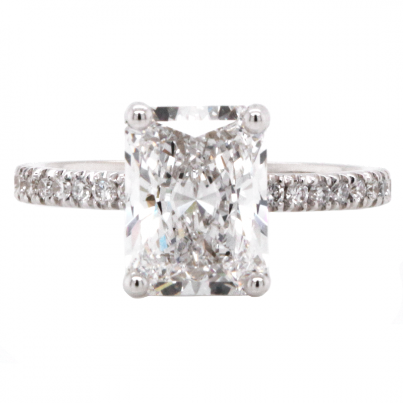 14k White Gold 2.09 ct. Radiant Cut Lab Grown Center Diamond Engagement Ring