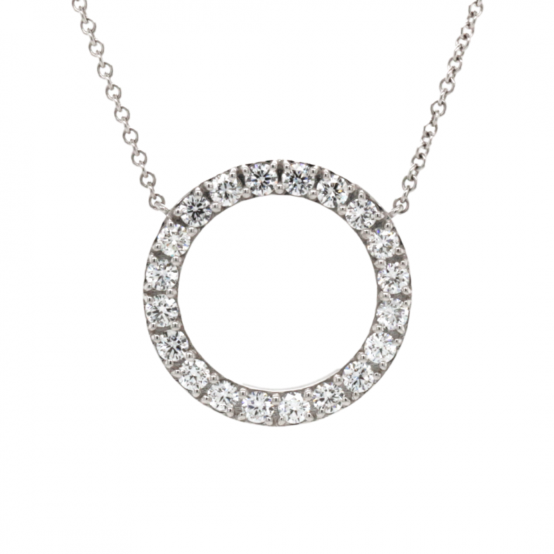 14k White Gold 1.72ct.tw. Circle Pendant with Round Brilliant Cut Lab Grown Diamonds