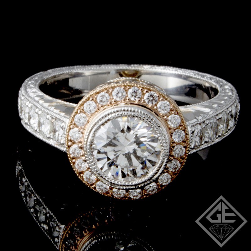 EGL Certified Round Diamond Engagement Ring 18k Gold 