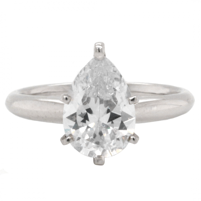 14k White Gold Pear Shaped Diamond Solitaire Engagement (Setting Only)