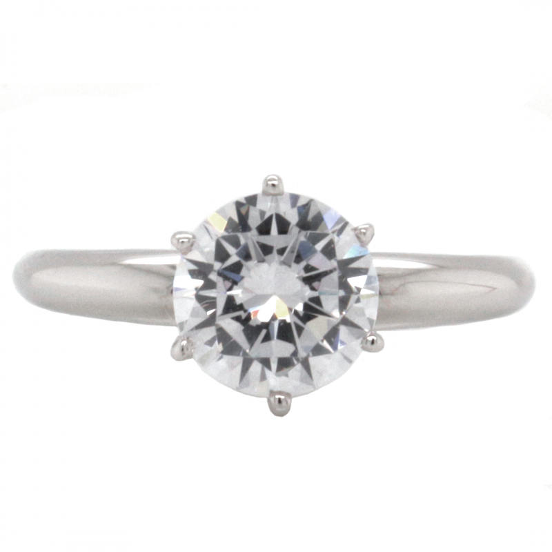 14k White Gold Round Brilliant Cut Diamond Solitaire Engagement Ring on 6-Prong Setting (Center Stone Sold Separately)