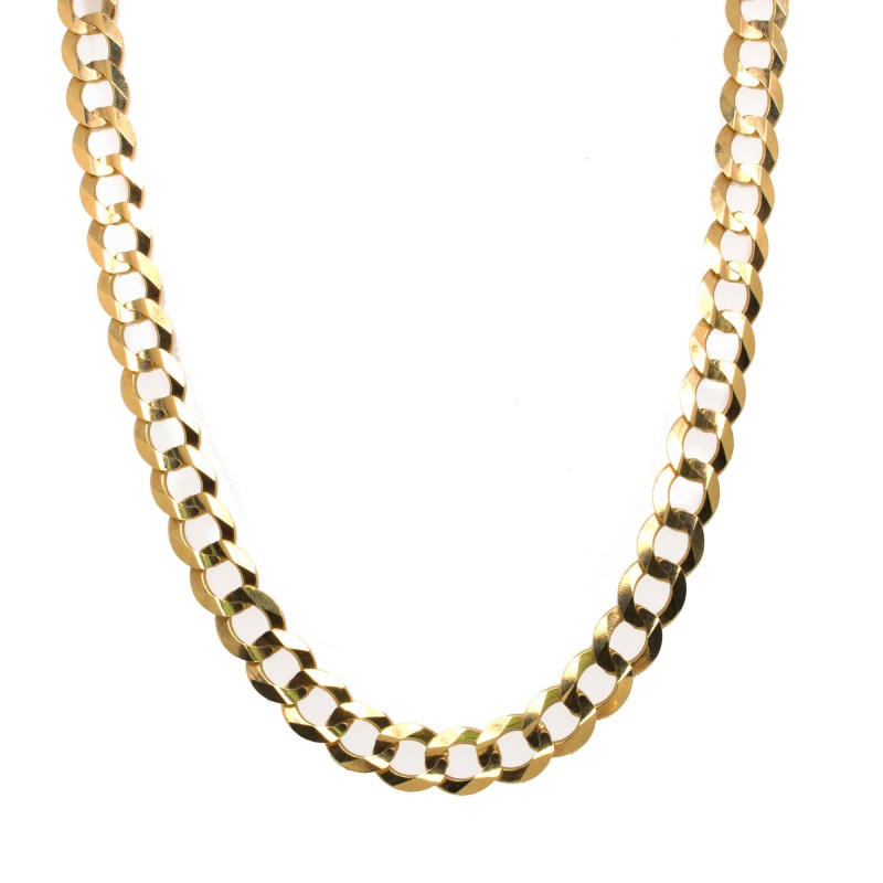 14k Yellow Gold Flat Curb 7.5mm, 20" Chain Necklace