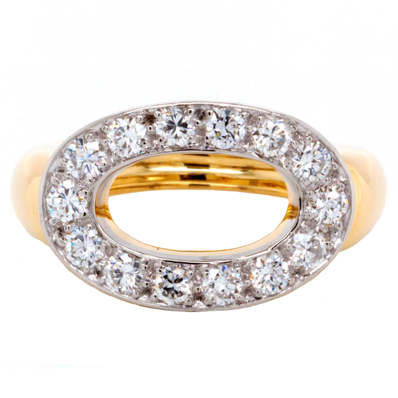 Ladies 1.03 CTWT Round Cut Diamond Vintage Ring in 18k YG and Platinum