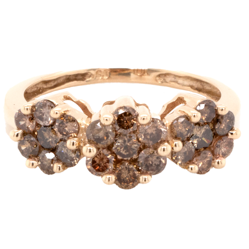 Ladies Round Diamond Cluster Ring in 10k Yellow Gold