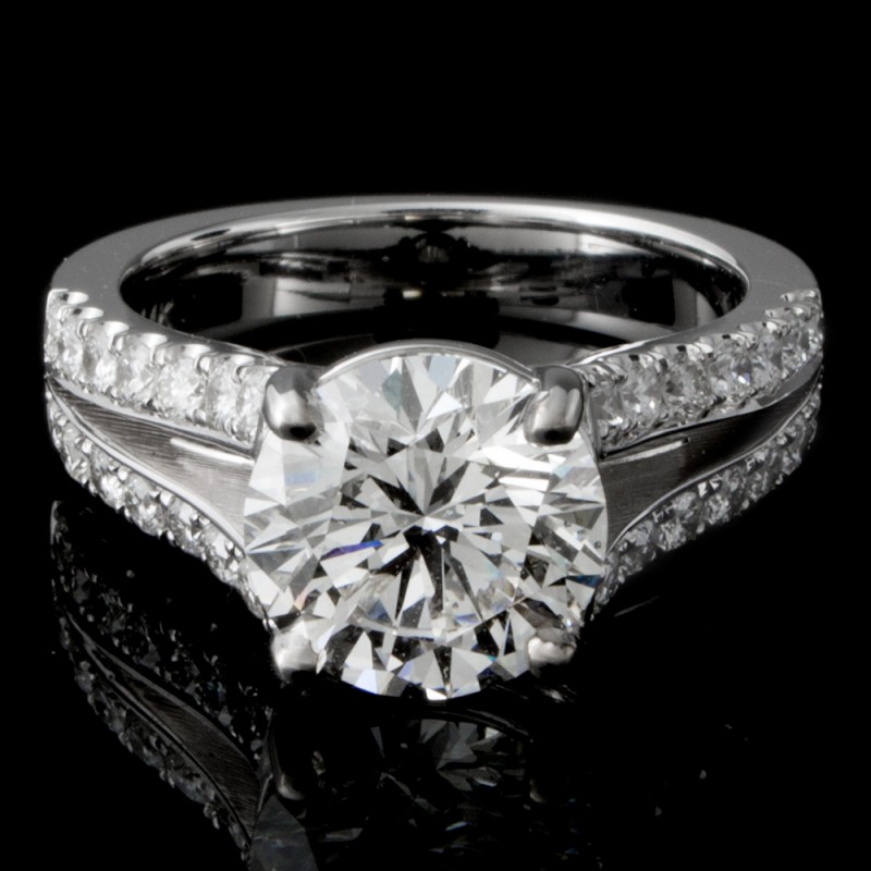 Custom 2.53 Ladies Round Diamond Engagement Ring