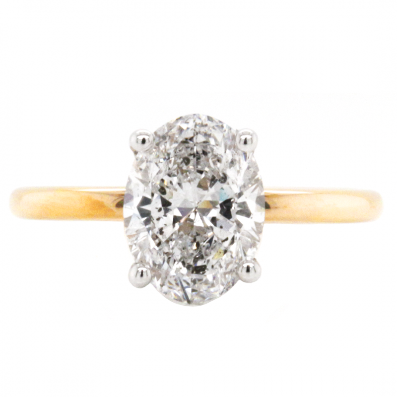 14k Two-Toned Gold 1.70ct. Oval Brilliant Diamond Solitaire Engagement Ring