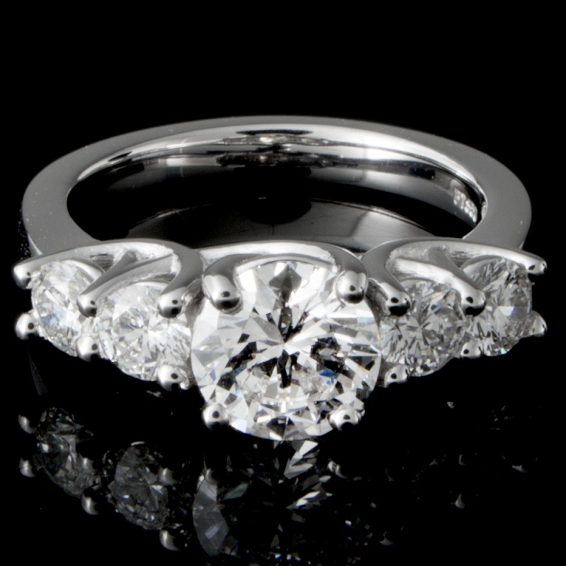 Custom PT950 Diamond Engagement Ring