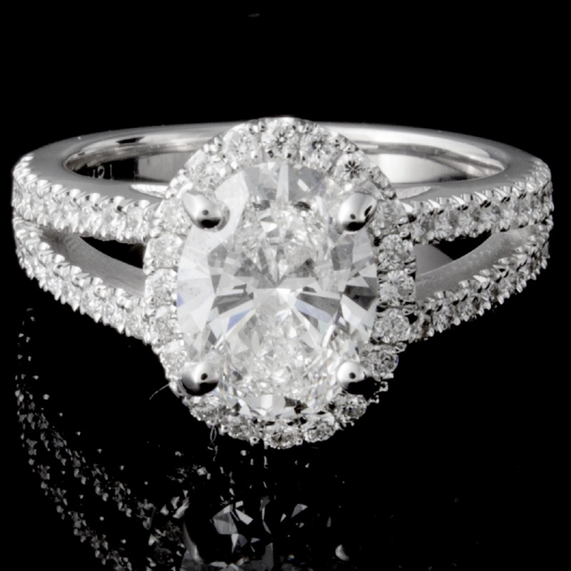 Custom Oval Diamond Halo Engagement Ring