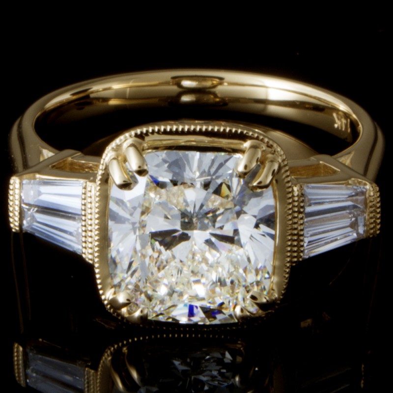 2.71 Custom Cushion Brilliant Cut Vintage-inspired Diamond Engagement Ring