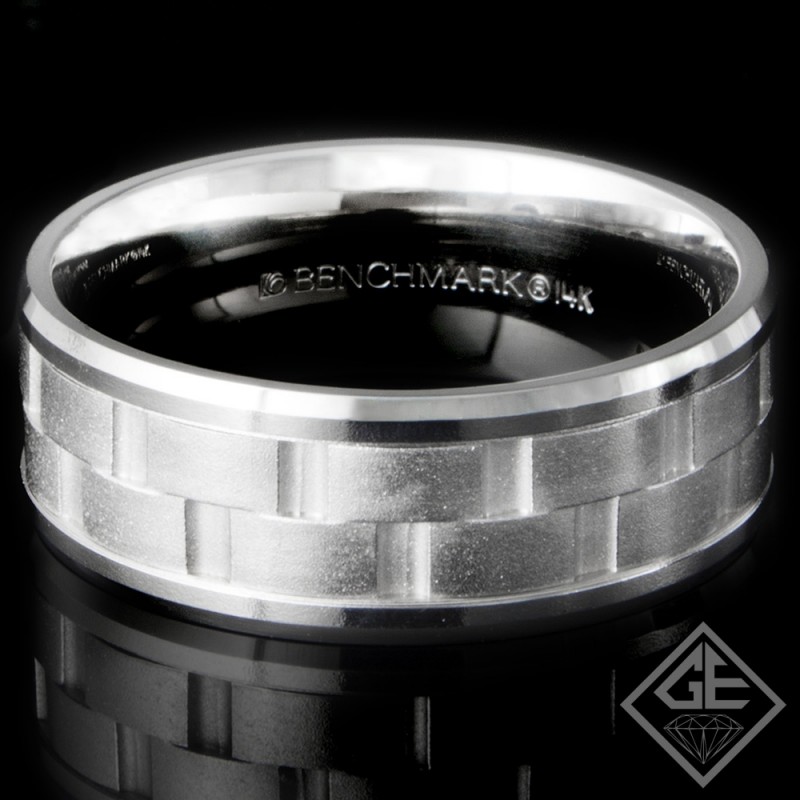 8MM 9.60 Grams Men's Wedding Band 14k White Gold