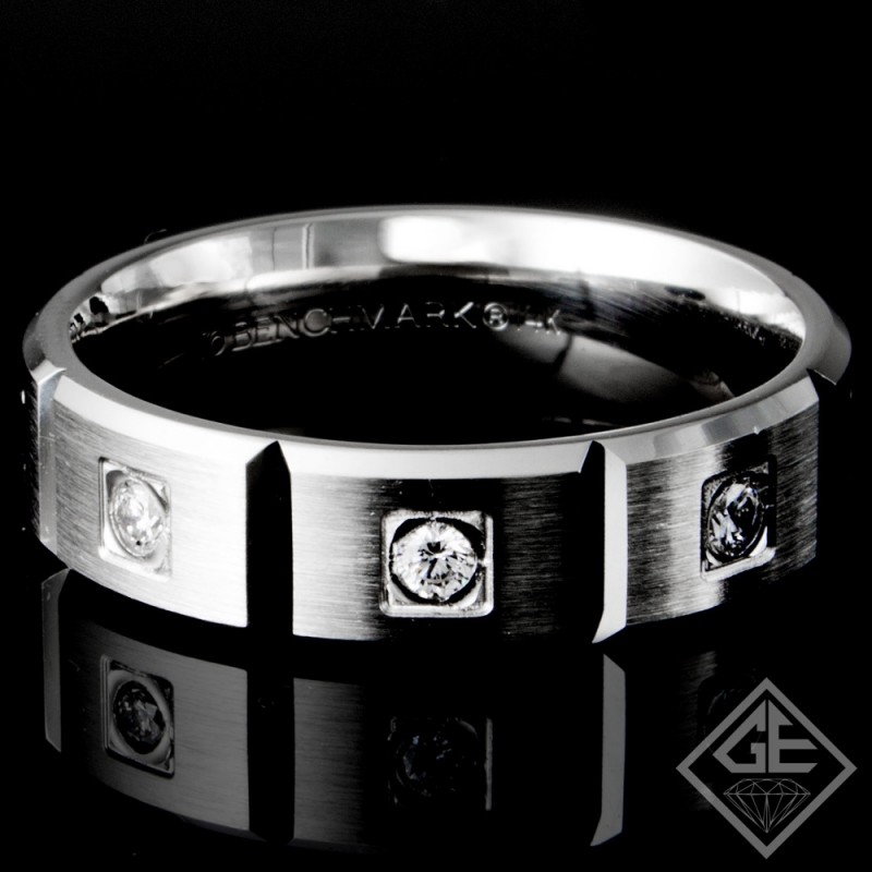 14k White Gold 6.00 MM 8.10 Grams Men's Wedding Band