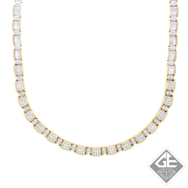 Princess Diamond Necklace in 18k 2 Tone Gold (15.15 ct. tw.)