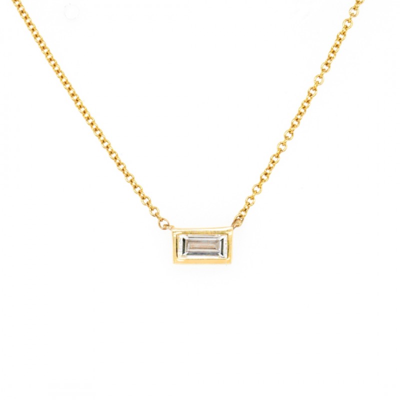 14k Yellow Gold 0.37 Ct. Tw. Baguette Cut Lab Grown Diamond Solitaire Necklace